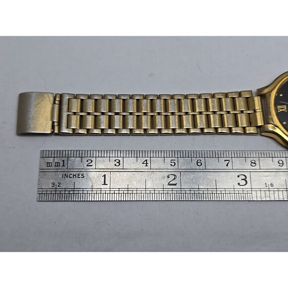 Seiko Quartz V701 6K09 Gold Tone Black Dial Mens Dress Watch New Battery Vintage - Picture 10 of 16